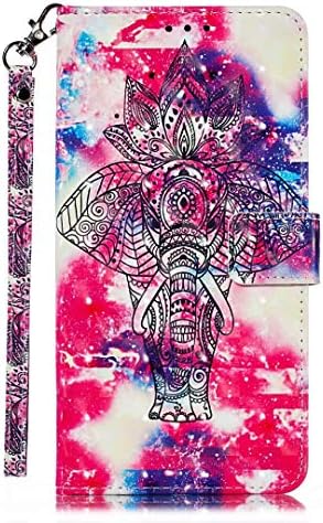 Veapero Nokia 8.1 Plus Case,Shockproof PU Leather Flip Cover Notebook Wallet Case with Magnetic Closure Stand Card Holder ID Slot Folio Soft TPU Bumper Protective Skin,Colorful elephant