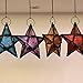 Stunning Star Glass Votive Tea Light Candle Holder Hanging Lighting Lantern Wedding Birthday Party Home Garden Decoration (Blue)