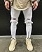 Helisopus Men's Straight Slim Fit Ripped Jeans With Distressed Holes Relaxed Destroyed Denim Pants White W30