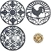 Silicone Trivet Set For Hot Dishes, Pots & Pans. These Modern Kitchen Hot Pads come in 3 Different Country Decor Designs that Mimics Vintage Cast Iron Trivets. 7.5 inch Round, Set of 3, Dark Gray