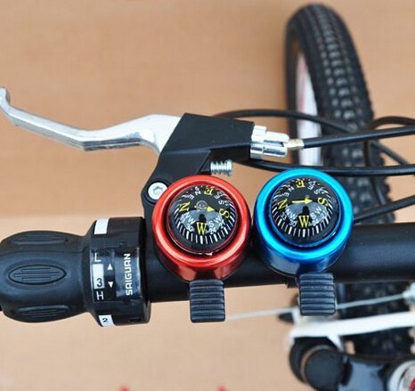 Aszune Bicycle Cycling Bell Ring Aluminium Alloy Bike Handlebar Bell with Gradienter Compass (Red)