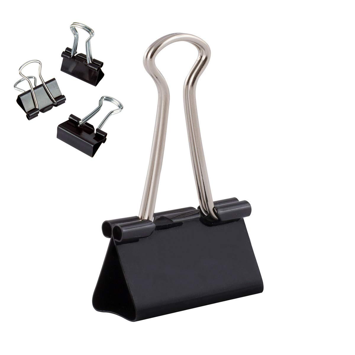 D.RECT Pack of 12 Binder Clips – 32 mm – Medium Bulldog Clips for Paper – Black Metal Foldback Clips for Documents, Notes, Tickets – Office, School & Home Paper Clamps – Strong Steel Paper Holder