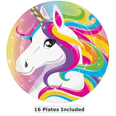 Unicorn Party Supplies For 16 - Plates, Napkins, Tablecloth, Utensils, Games Activity Sheet, Banner Decoration - Horned Horse Rainbow Birthday Pack - Girls, Toddlers, Boys, Kids Bundle