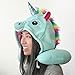 Unicorn Hooded Animal Travel Neck Pillow, Plush Toy Gift, Microbead, Adjustable Drawstring, Perfect For Airplane Travel With Comfortable Neck Support and As Unicorn Party Supplies Designed In Japan