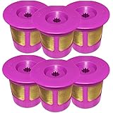 6-Pack Reusable Gold Plated Mesh Coffee Filters For Keurig 2.0 and 1.0 Brewers Fits K200/K250, K300/K350, K400/K450/K460, K500/K550/K560