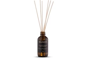SOJA&CO. Reed Diffuser - Oakmoss + Bergamot | Rich Botanical Home Fragrance | Vegan & Phthalate-Free | Refillable Amber Glass
