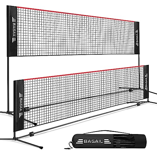 BAGAIL Badmintonnetz, faltbares Nylonnetz, höhenverstellbarer Ständer und Tragetasche, leicht auf- und abbaubar, Ideales Sportnetz für Tennis, Badmint