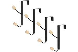 Songaa Over The Door Hooks 4PCS Heavy Duty Double Door Hanger Hooks, Durable Metal Twin Hooks Organizer for Hanging Clothes, Towels, Hats, Coats, Bags Black