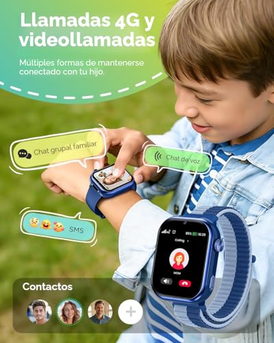 4G Smart Watch for Kids, 1.83'' HD Smartwatch Children with GPS and Calls, Video Calls, Voice Chat, School Mode, Dual Camera, Sleep Monitor, Pedometer, Alarm Clock IP68 for Girls Boys Blue