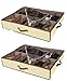 Set of 2 Under Bed Shoe Storage - All 4 Sides is Sturdy- Drawers,Closet Box Organizer Natural Canvas with See-Through Top, Brown Trim, Size: 23 ½’’ x 29 ½’’ x 5’’