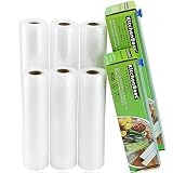 KitchenBoss Vacuum Sealer Rolls Bag, 6 Pack 8"x16.5' and 11"x16.5' Food Saver Bag Rolls with Cutter Box,Sous Vide Roll Bag(100 feet) Works with FoodSaver Sealers