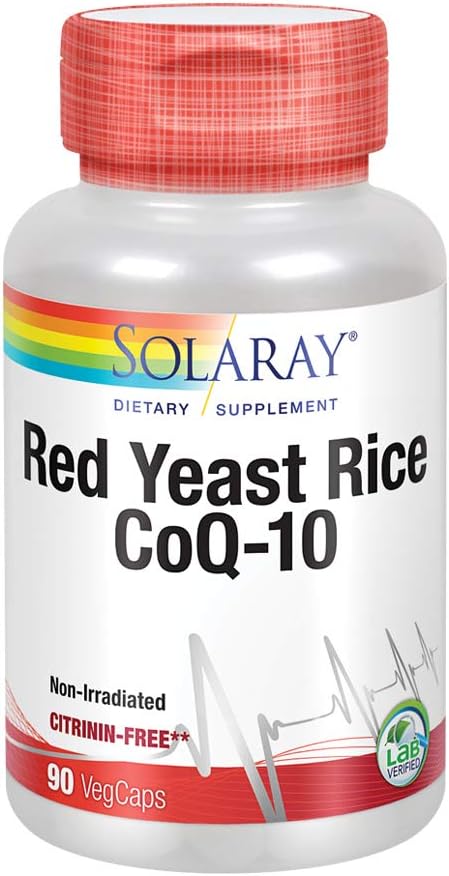 Solaray Red Yeast Rice Plus CoQ-10 | with Niacin for Added Cardiovascular Health Support | Non-Irradiated & No Citrinin | 90 Vegetarian Capsules: Health & Personal Care