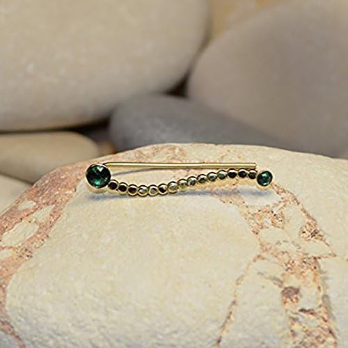 Gold EAR CLIMBER EARRING // Emerald Ear Cuff - Ear Pins - Minimalist Jewelry - Ear Sweep - Earcuff Earrings