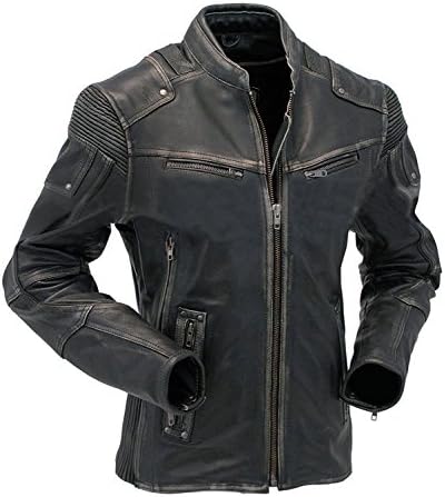 Ultimo Fashions Men Vintage Cafe Racer Distressed Retro Biker Leather Jackets | All Sizes (XXS - 3XL) (XXL (Chest - 54"), Union Jack)