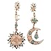 Imixlot Rhinestone Enamel Star Sun Moon Flower Pendant Necklace Dangle Earrings