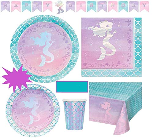 Mermaid Party Supplies Set 68 Pieces, Plates, Brunei Ubuy
