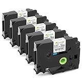 Markurlife 5 Pack Compatible for Brother P-Touch Laminated Tze Tz Label Tape Cartridge 12mm x 8m (TZe-231 Black on White)