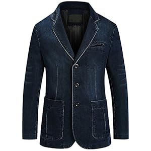 Men’s Classic Notched Collar 3 Button Tailoring Distressed Denim Blazer Jacket www.denim.fit