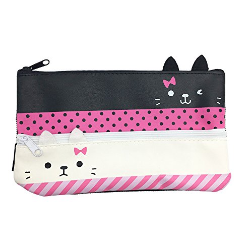 Mziart cute kitten pen pencil case double cat zipper st…