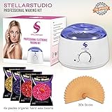 [UPGRADED] Electric Waxing Kit - Includes 4 Hard Wax Beans 100g/Bag, Wax Warmer and 30 Applicator Sticks - Professional Hair Removal! depilatory beans for Men & Women