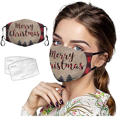 Christmas Adult Face Masks with Filters - Washable & Reusable Cotton for Outdoor Activities