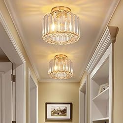 Semi Flush Mounted Ceiling Light Fixture Crystal