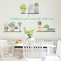 Youyouyu Green Plant Wall Decal Cartoon Bonsai Cactus Wall Stickers DIY Removable Mural Art Decoration for Bedroom Living Room Office Classroom (Potted Plant)