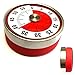 Magnetic Visual Kitchen Timer, Manual Rotate Countdown Timer for Food Cooking Loud Ring, Visible Time Reading Clock Timers for Kids Teachers, Audible Red Dial Analog Magnet Timer for Game Classroom