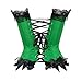 Womens Floral with Black Lace Trim Corset Satin Overbust Waist Cincher Bustier, Green, 6XL/Natural waist:40-41inch