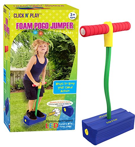 Click N' Play Foam Pogo Jumper for Kids, Fun and Safe Pogo Stick for Toddlers, Durable Foam and Bungee Jumper for Kids Ages 3 and up, Supports up to 250lbs