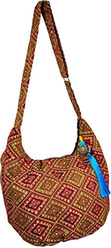 Lanna Native with Adjustable Sling and Key Chain Asian Thai Style Hippie Boho Hobo Handmade Cotton Woven Fabric Sling Shoulder Tote Cross Body Bag From Chiangmai Thailand