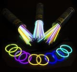 ThinkMax Glow Sticks, 300 8'' Premium Light up Glowsticks Bracelets Necklaces Assorted Colors Party Favors Supplies (3 Tubes of 100)