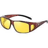 Tnnaiko Night Driving Glasses for Men Women, Night Vision Glasses Fit Over Glasses Sunglasses Anti Glare Polarized HD
