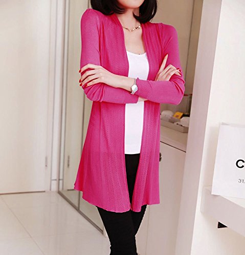 Shawhuaa Womens knitted Slim Fit Open Front Cardigan Sweater Shawl Rosy