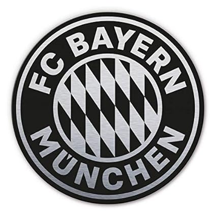 Alu-Dibond mit Silbereffekt Wandbild FC Bayern München Logo rund silber schwarz Bundesliga Fußball Mannschaft Vereinswappen S