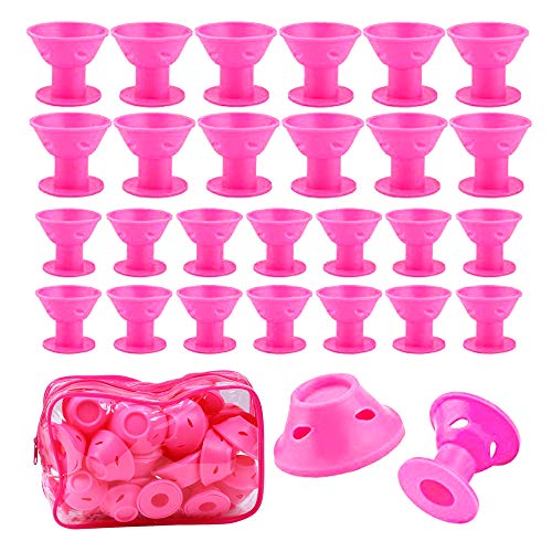 Magic Hair Curlers, Shellvcase 40 Pack Silicone Hair Curlers Rollers No Heat & Clips DIY Curling Styling Tools for Women Gift (20PCS Large & 20PCS Small/Pink)