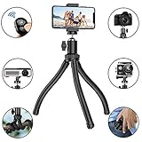 Phone Tripod, Flexible Cell Phone Tripod with Wireless Remote Shutter and Universal Clip, Adjustable Tripod Stand Holder for iPhone, Android Phone, Camera Gopro (Upgraded)