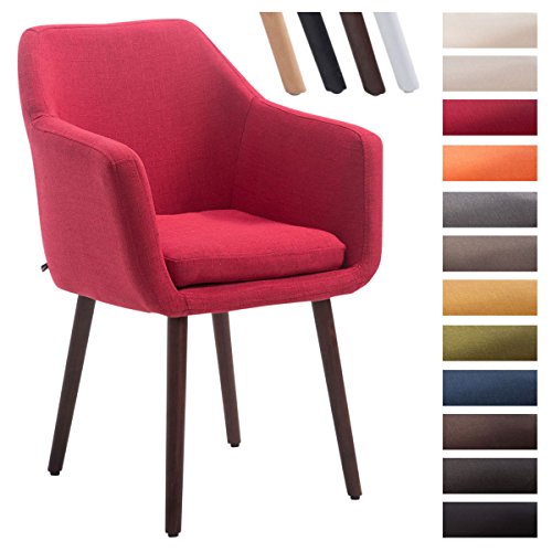 CLP-Sedia-Poltroncina-Utrecht-in-Tessuto-Poltrona-da-Soggiorno-con-Portata-Max-150-kg-I-Sedia-per-Sala-Attesa-Imbottita-e-Telaio-in-Legno-di-Quercia-Rosso-Colore-Base-Noce