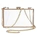 Women's Transparent Clear Purse Clutch Bag Evening Handbags Cross-Body Bag for Women NFL Stadium Approved Acrylic, Chain Strap (White)