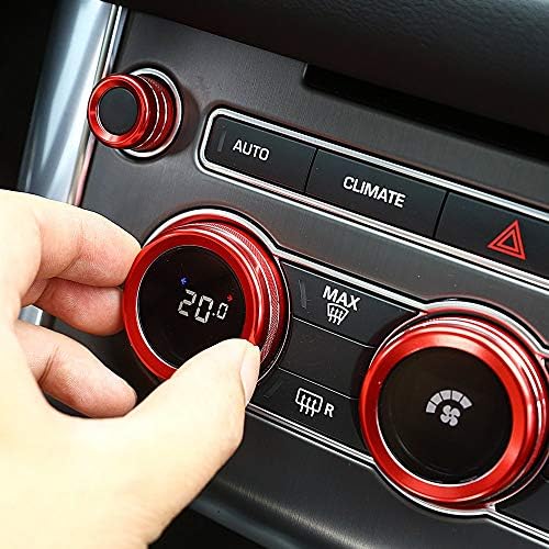 for Land Rover Range Rover Sport Vogue Autobiography 14-17 Car-Styling Air Conditioning Knob Audio Circle Trim Aluminum red