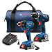Bosch GXL18V-232B22 18V 2-Tool Kit with 1/2 In. Compact Tough Drill/Driver, 1/4 In. and 1/2 In. Two-In-One Bit/Socket Impact Driver and (2) 2.0 Ah Batteries