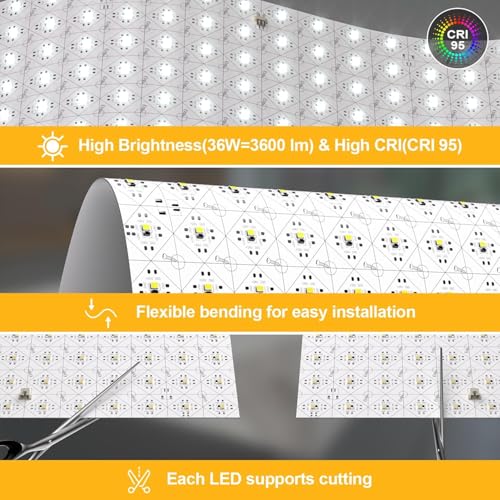 Lichaser 6000K LED Backlight Sheet White 24V 36W, Dimmable LED Panel Sheet Compatible with Alexa, Flexible Backlit Light Remote & APP, 19.7X9.7 Inch for Marble, Onyx, Quartz Countertop (4 Pack)