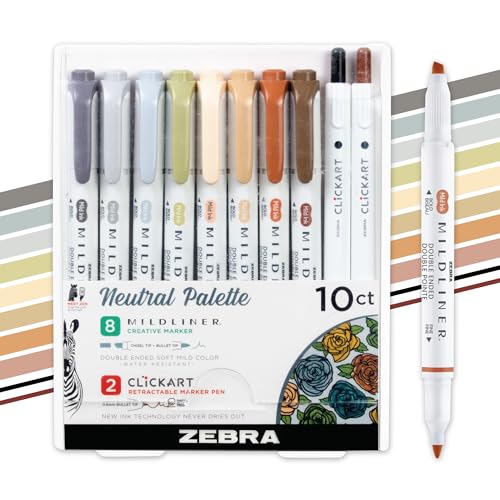 Zebra Mildliner Neutral Vintage Dual Tip Highlighter Set