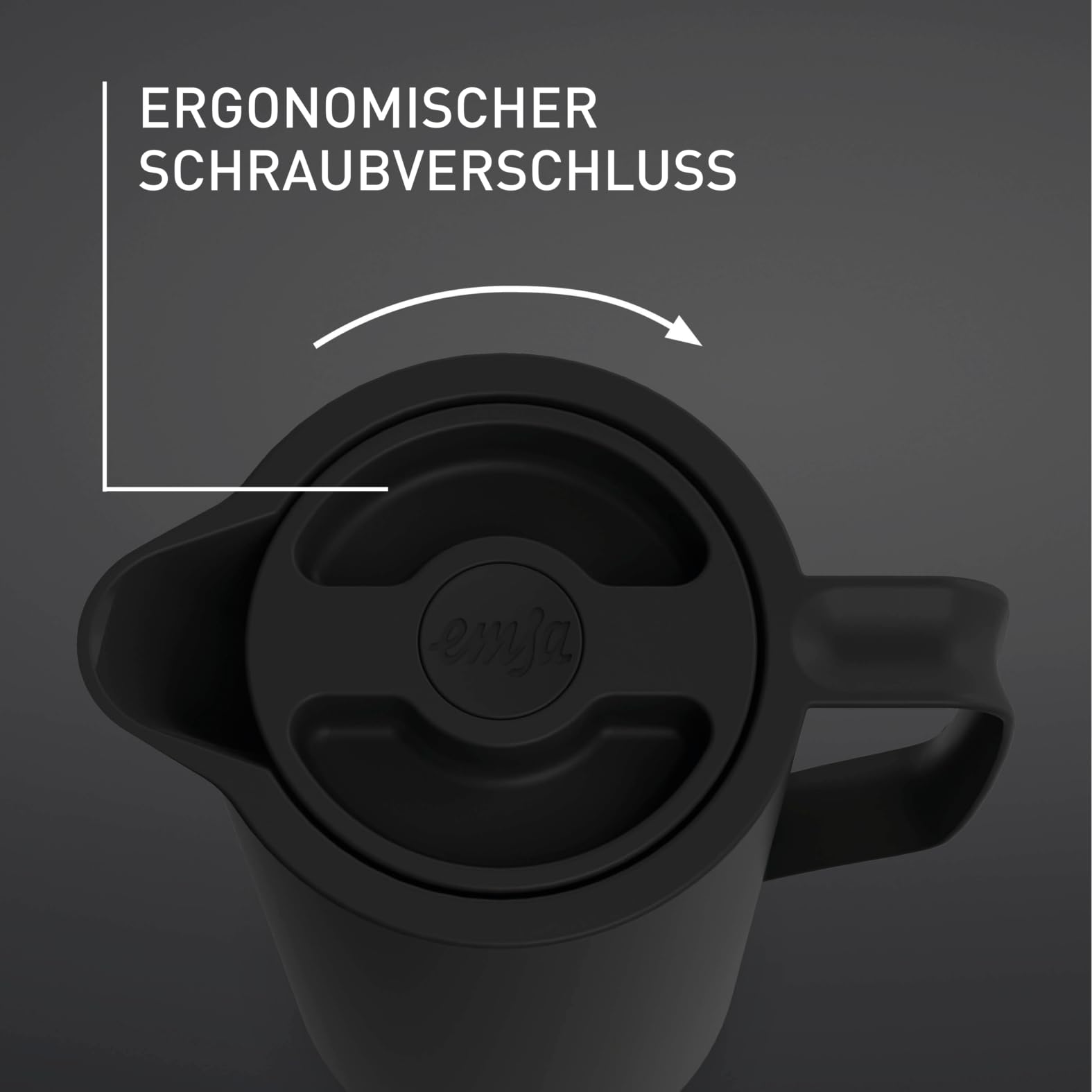 Emsa Motiva Isolierkanne 1l, Kunststoff, Thermoskanne mit Quick-Press-Verschluss, 12h heiß, 24h kalt, Glaskolben, Made in Germany, nordisches Design, schwarz, N41707 4