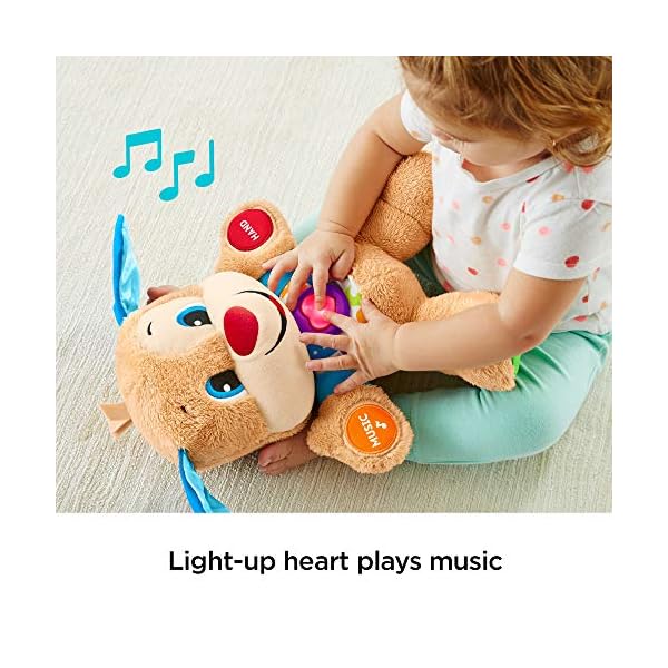 Fisher-Price Laugh & Learn Smart Stages Puppy - UK English Edition, infant plush toy with music, lights and learning…