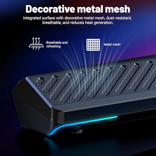 AOC ACS3640 Caixa de Som para PC Gamer 10W RMS, Soundbar Estéreo USB, Alto Falante Estéreo com Iluminação RGB, Plug and Play, Alto-falantes para Computador de Mesa, Tablet, telefone celular
