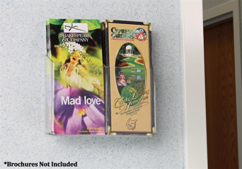 Displays2go Wall Mount Brochure Holder, Dual Pocket for 4x9" Pamphlets, Set of 2 Holders (2LITPOCKT)