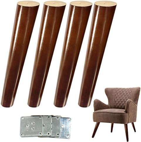 12 inch Wood Sofa Legs Walnut Finished Coffee Table Legs DIY Furniture Feet Replacement Legs for IKEA Buffets Consoles Coffee Table Bed Sideboards Cupboard Dresser Armchair Footstool Pack of 4