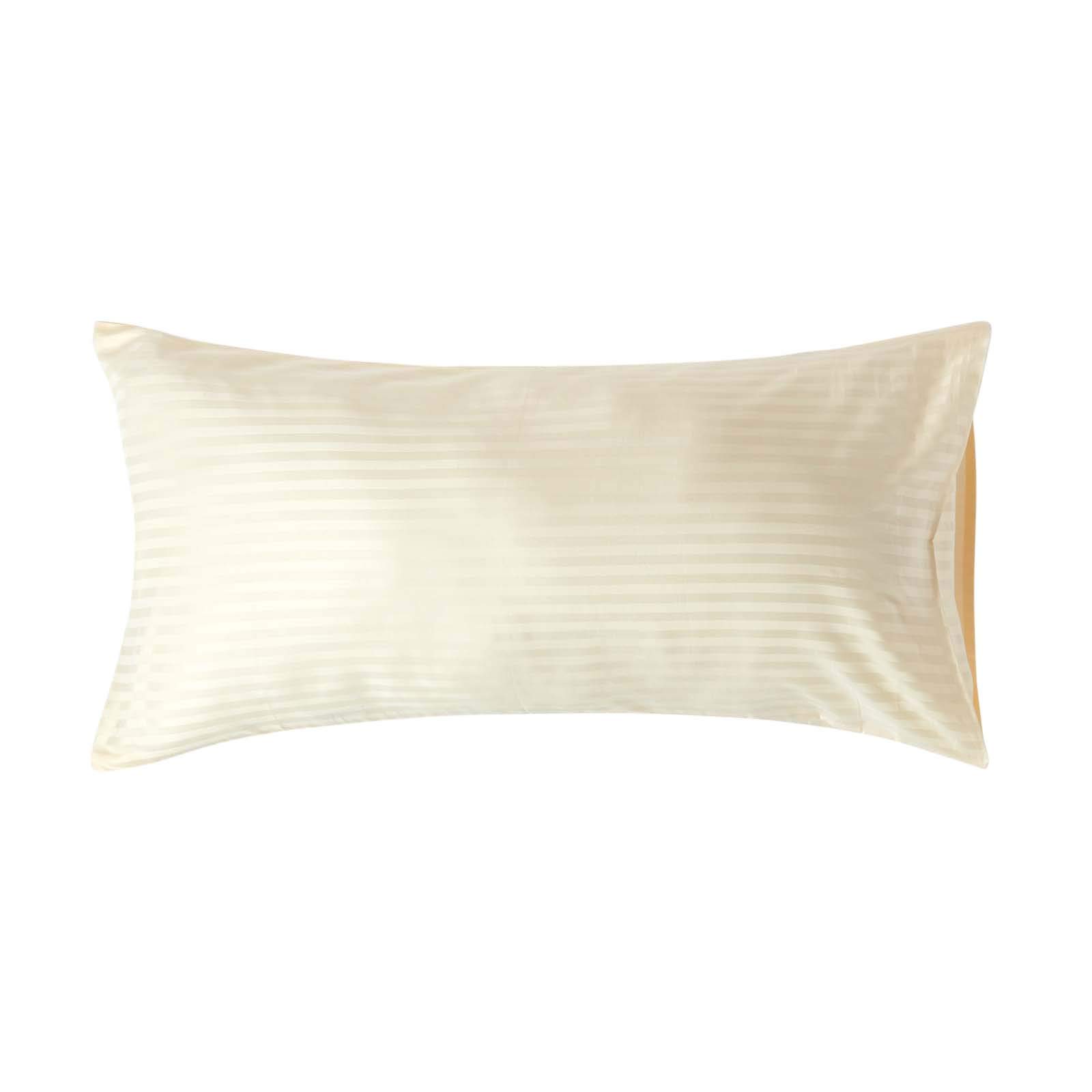 HOMESCAPES Pastel Yellow Pure Egyptian Cotton King Size Pillowcase 330 TC 500 Thread Count Percale Equivalent Satin Stripe Housewife Pillow Case