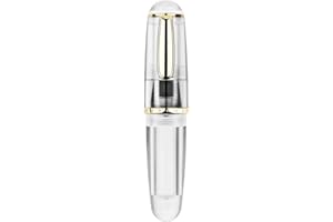 LANXIVI Majohn Q1 Mini Fountain Pen Extra Fine Nib Transparent Eyedropper Filling, Short Resin Pocket Pen Large Capacity